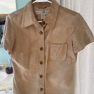Small tan suede shirt.